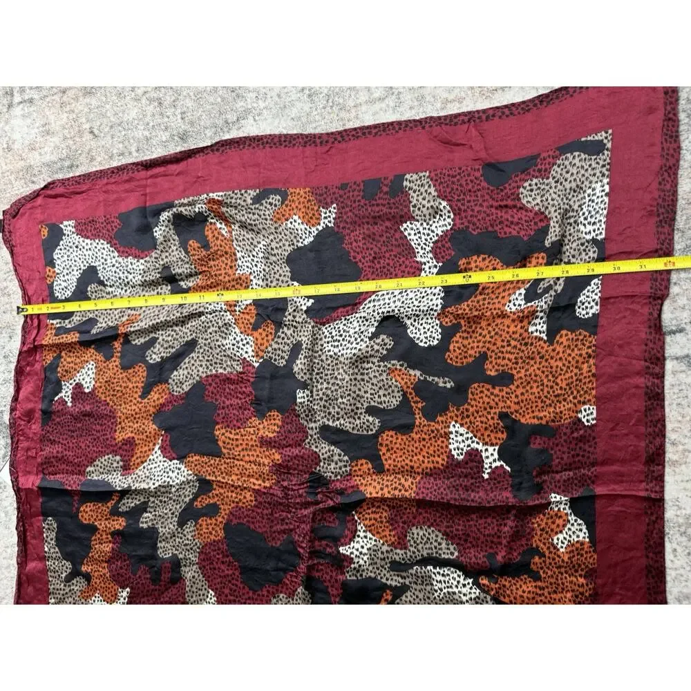 Vintage Silk Scarf 90s Adrienne Vittadini Designer 32”Square Burgandy Abstract